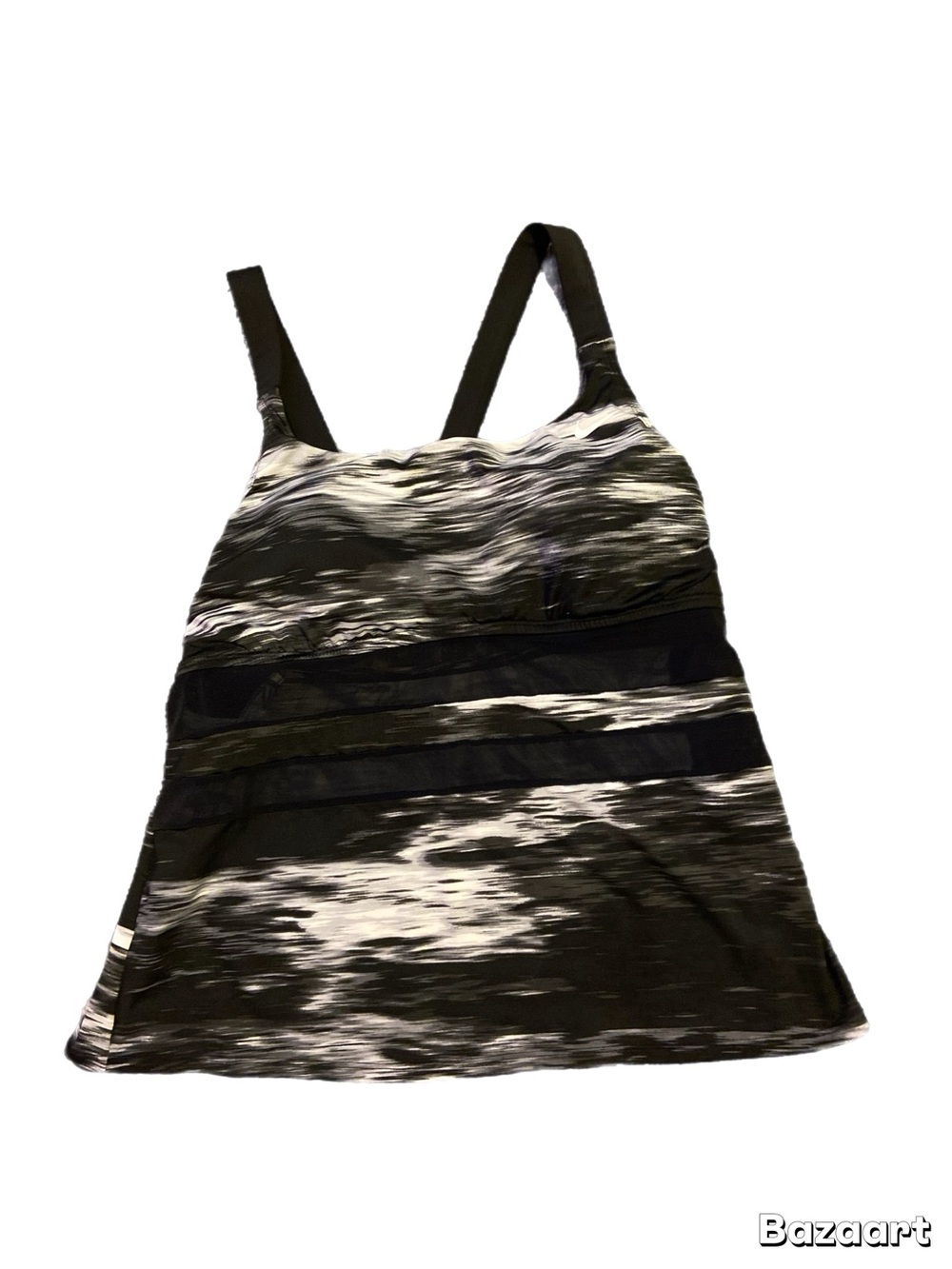 Nike Black & White Abstract Print Mesh Tankini Top – Size XL